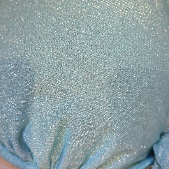NWT Victoria's Secret Sparkly Sea Foam Green Tie Bikini Top - Picture 2 of 11